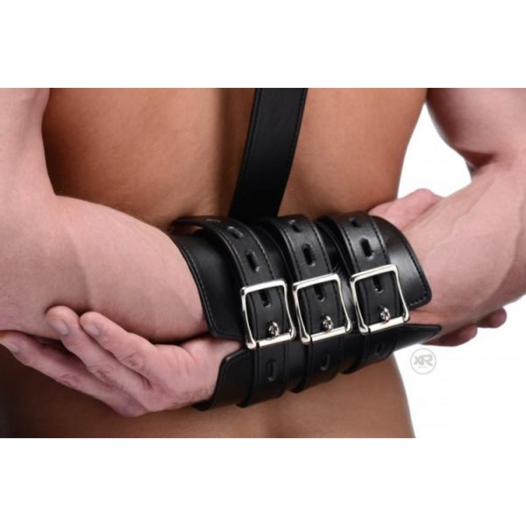 Arm Binder Biceps & Forearm Restraints Black Leather - Xr Brands