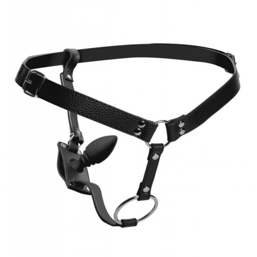 Male Cock Ring Harness With Silicone Butt Plug - Xr Brands