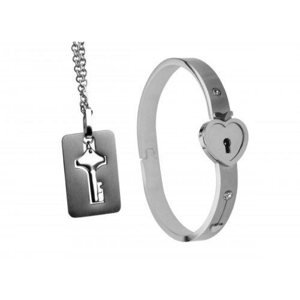 Cuffed Locking Bracelet, Key Necklace Tungsten Steel - Xr Brands