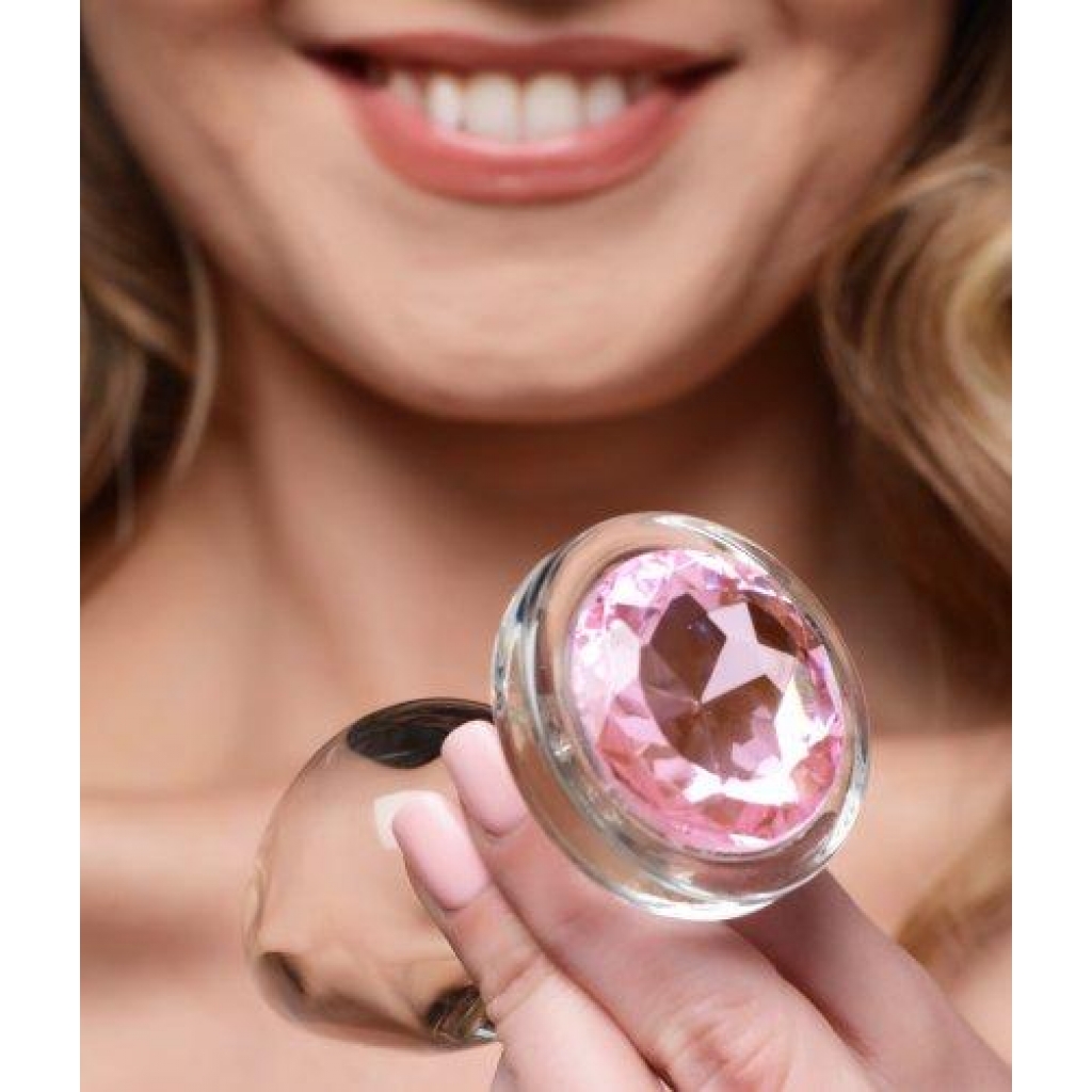 Booty Sparks Pink Gem Glass Anal Plug Large - Xr Brands