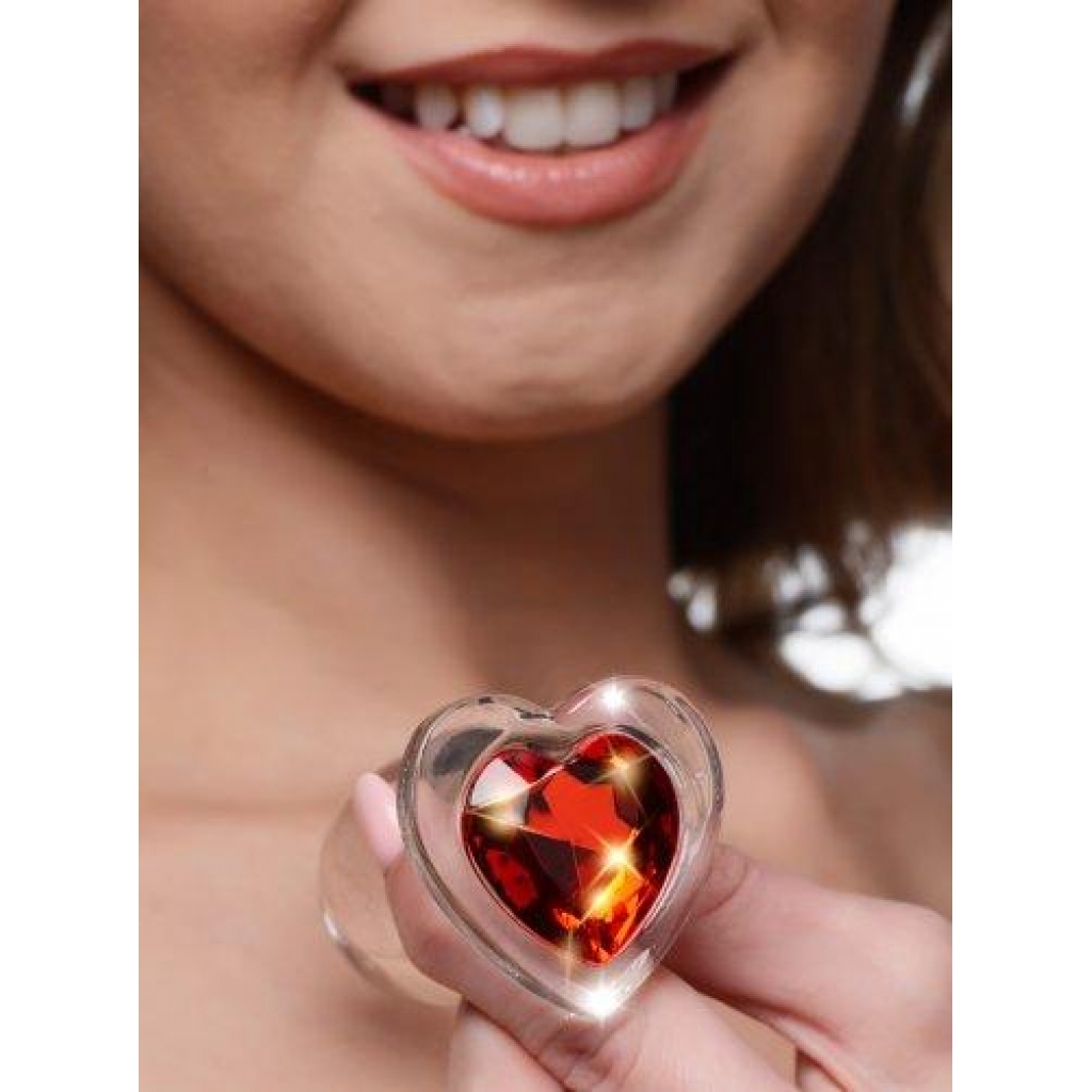 Booty Sparks Red Heart Glass Anal Plug Small - Xr Brands