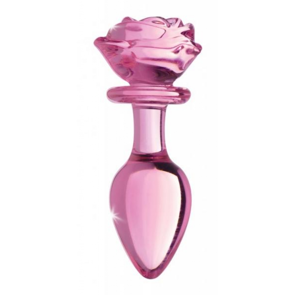 Booty Sparks Pink Rose Glass Large Anal Plug - Xr Brands