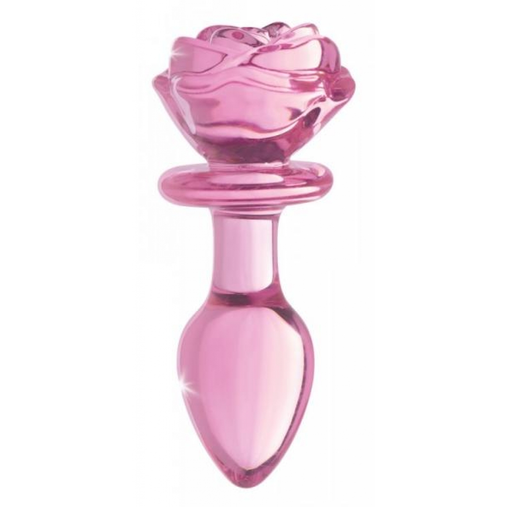 Booty Sparks Pink Rose Glass Medium Anal Plug - Xr Brands