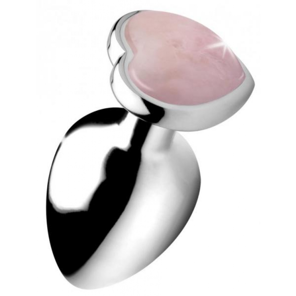 Booty Sparks Gemstones Large Heart Anal Plug Rose Quartz - Xr Brands