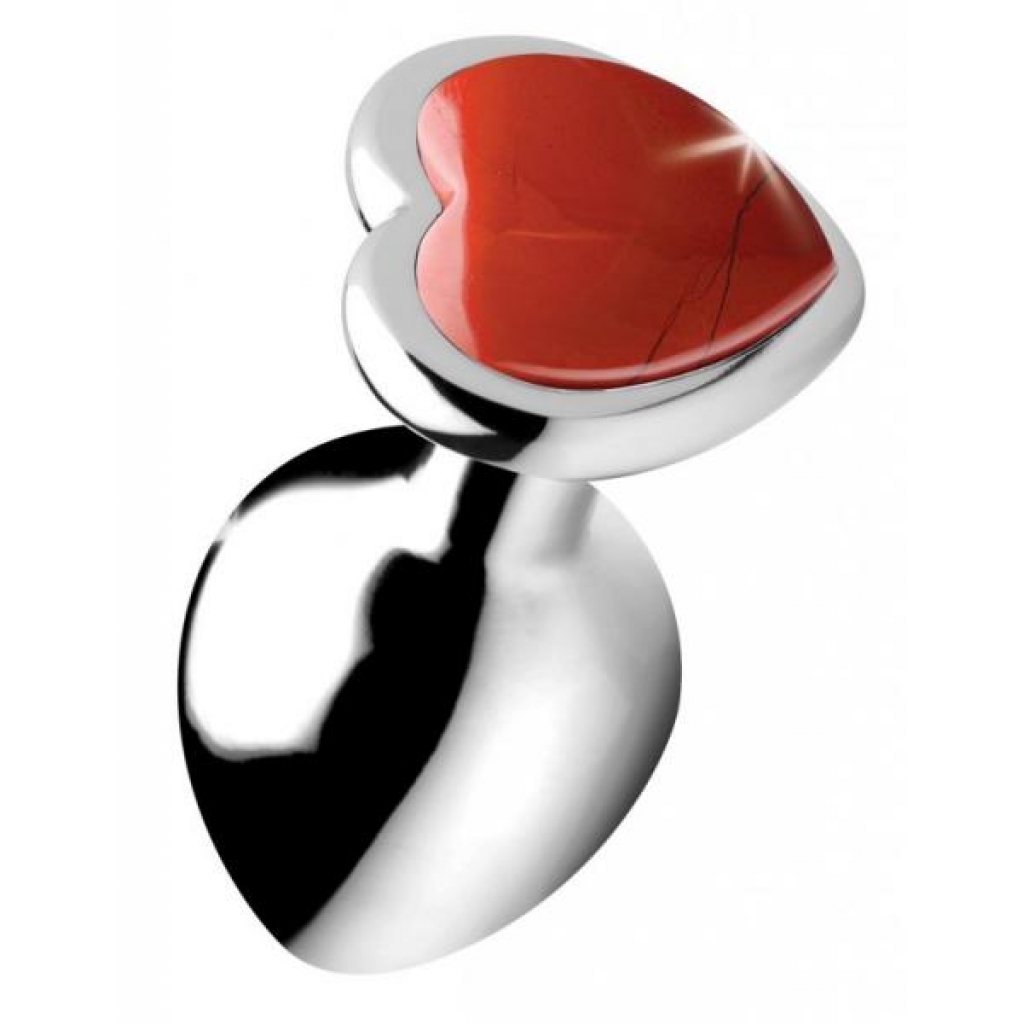 Booty Sparks Gemstones Medium Heart Anal Plug Red Jasper - Xr Brands