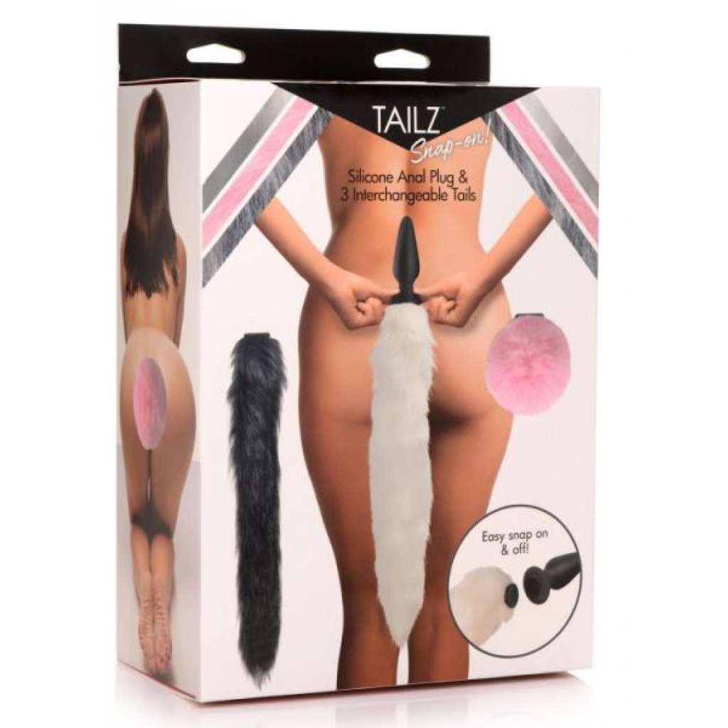 Tailz Snap On Silicone Anal Plug & 3 Interchangeable Tails - Xr Brands