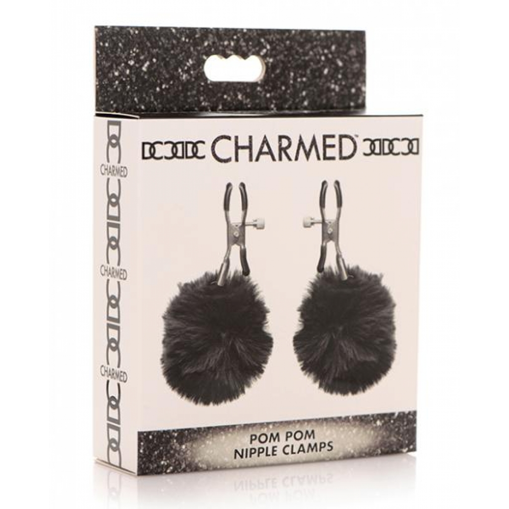 Charmed Pom Pom Nipple Clamps Black - Xr Brands