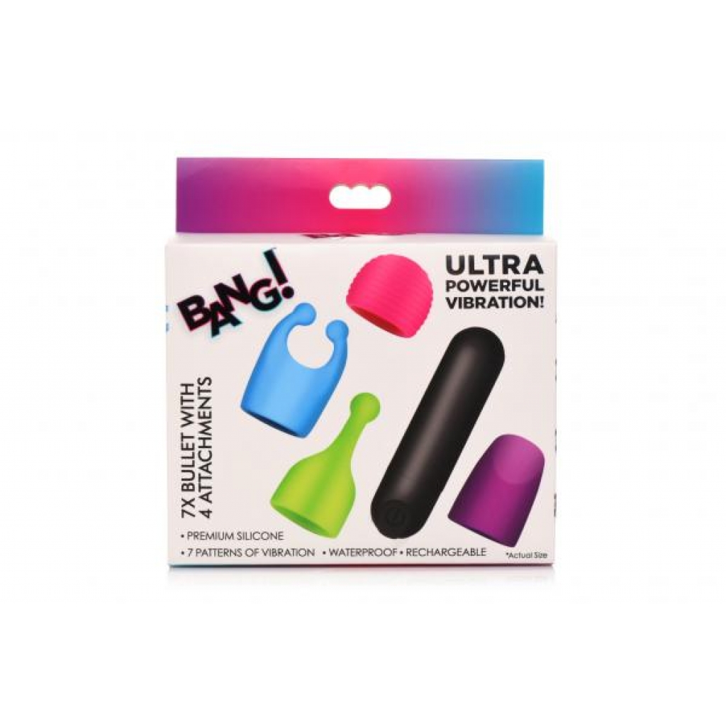 Bang! Rechargeable Bullet W/ 4 Attachments - Xr Brands