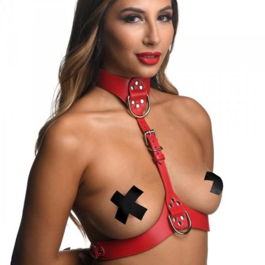 Strict Female Chest Harness S/m Red - Xr Brands