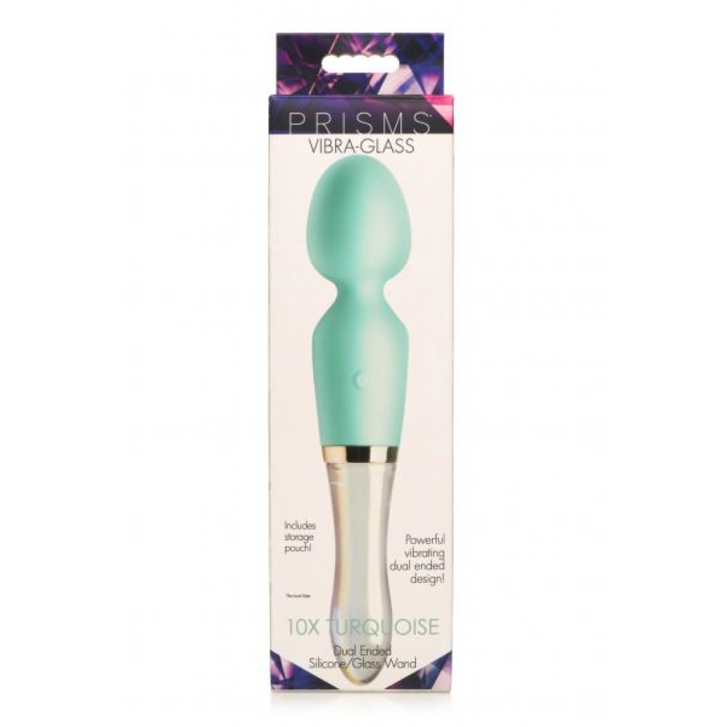 Prisms Vibra-glass 10x Turquoise Glass Wand Dual End - Xr Brands