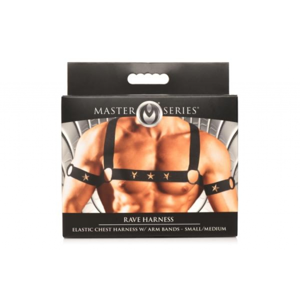 Master Series Elastic Chest Harness W/ Arm Bands S/m - Xr Brands