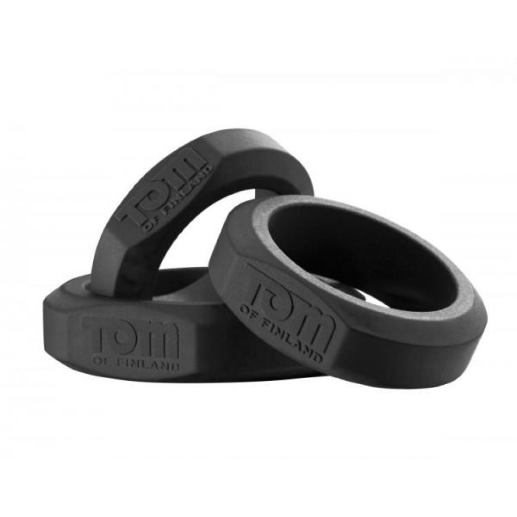 Tom Of Finland 3 Piece Silicone Cock Ring Set Black - Xr Brands